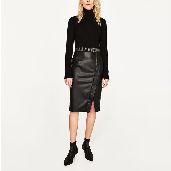 Zara Dresses & Skirts - Zara black pencil skirt with metallic detail NWT